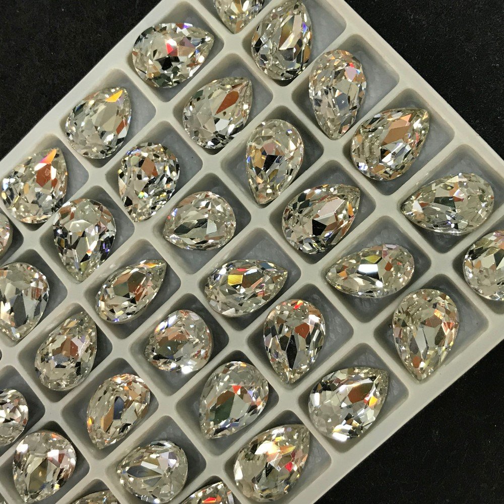 Drop Shape Crystal AB Rhinestones Flat Back Sew-on 2 Holes 1 Hole 0 Hole for Garment Decorations Customized Size