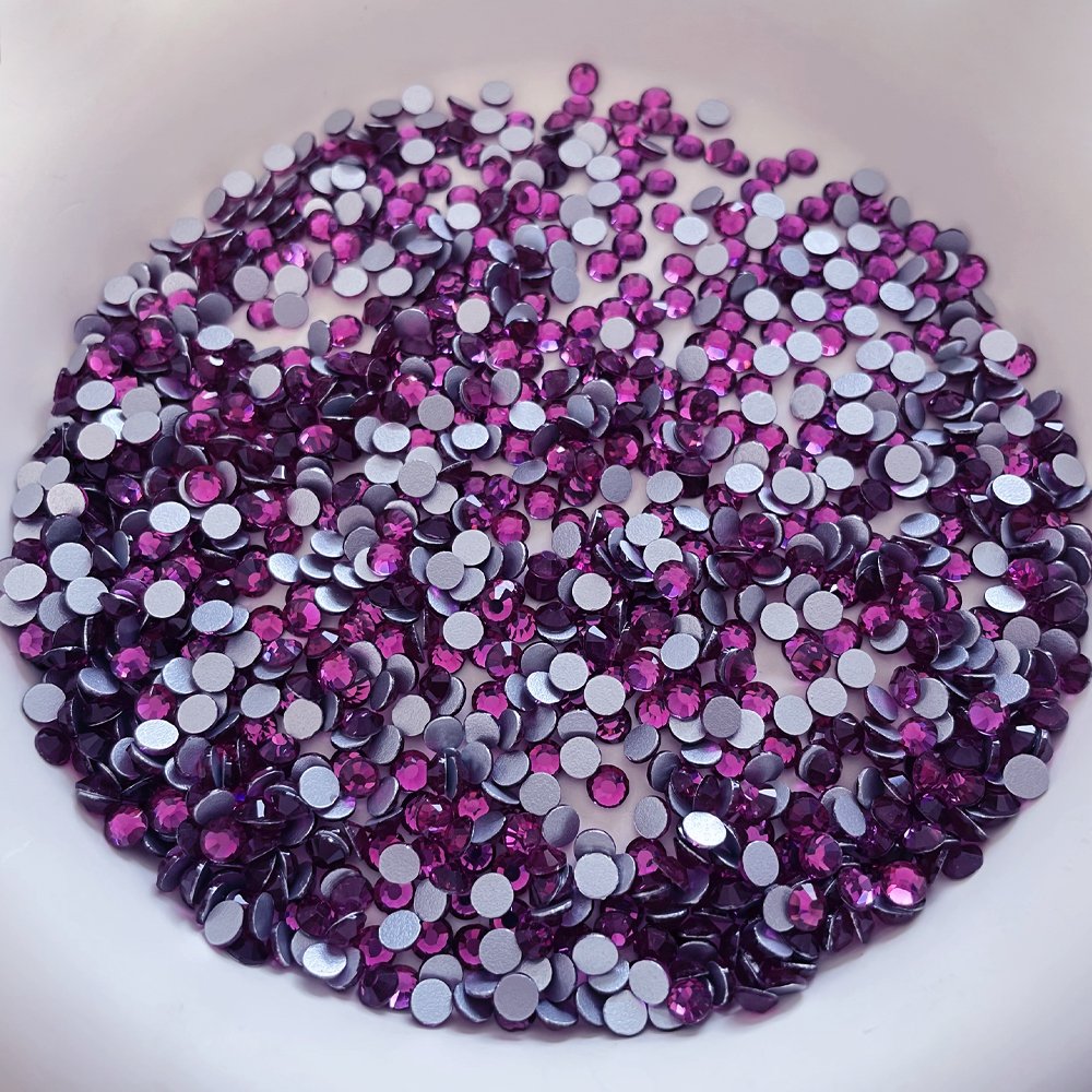 Wholesale SS3-SS20 Fuchsia Glass Rhinestones High Quality Non-Hotfix Flatback Glue-On for Shoes Garments Bags Nail Art Crafts