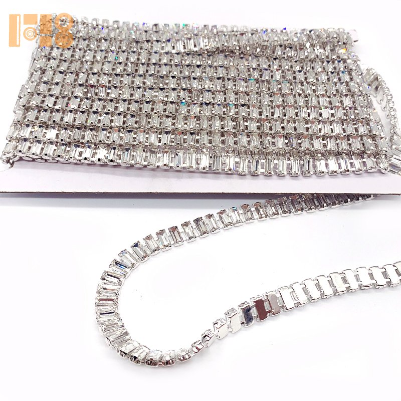 Silver Metal Rhinestone Cup Chain for Sew-On Trimming for Shoes Garments Decorations Bags Curtains