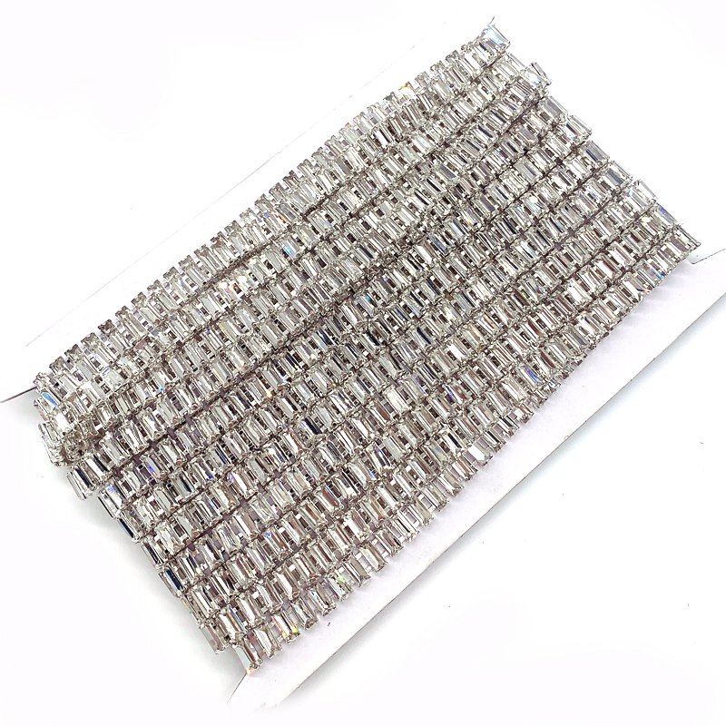 Silver Metal Rhinestone Cup Chain for Sew-On Trimming for Shoes Garments Decorations Bags Curtains