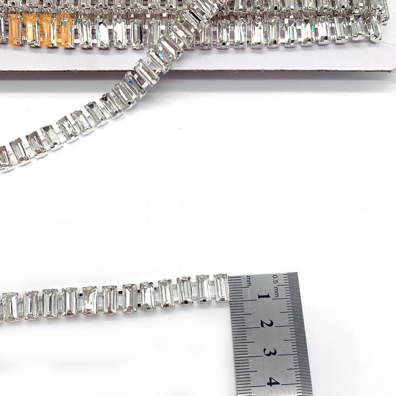 Silver Metal Rhinestone Cup Chain for Sew-On Trimming for Shoes Garments Decorations Bags Curtains