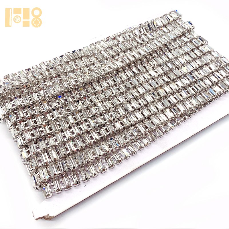 Silver Metal Rhinestone Cup Chain for Sew-On Trimming for Shoes Garments Decorations Bags Curtains