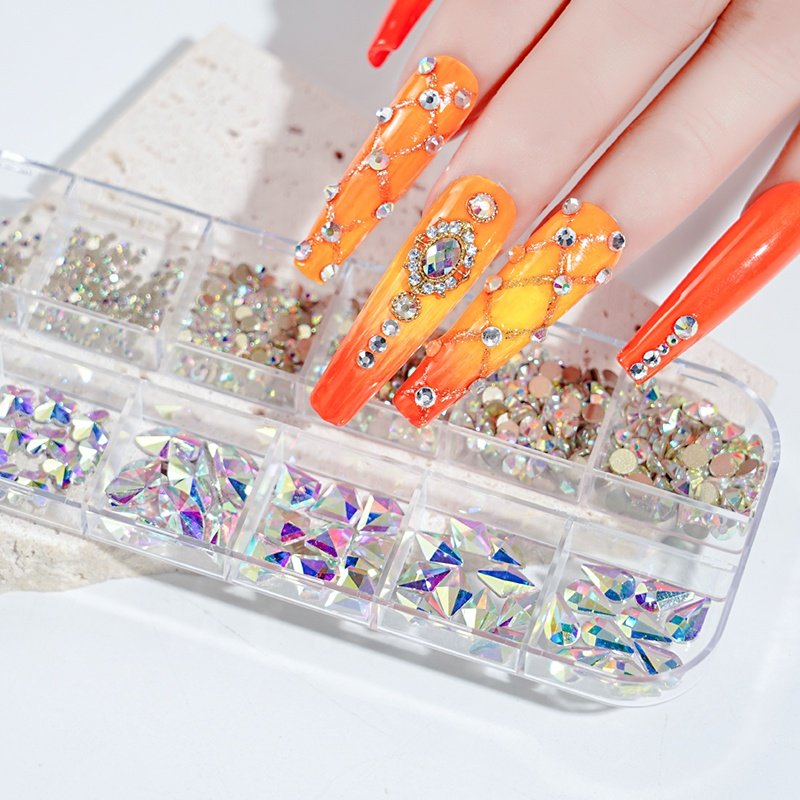 Flat bottom mixed size dazzling pink red blue AB crystal diamond stone decorations nail gem rhinestones