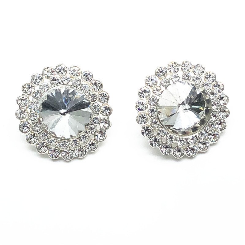 Vintage flatback rhinestone buttons 25mm round rhinestone buttons