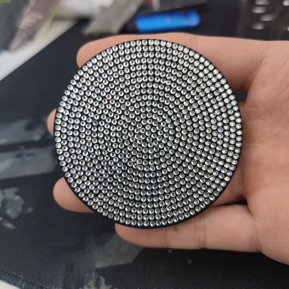 Hot-sale Custom Rhinestones shinny Car coaster round direct stick DIY stones patches