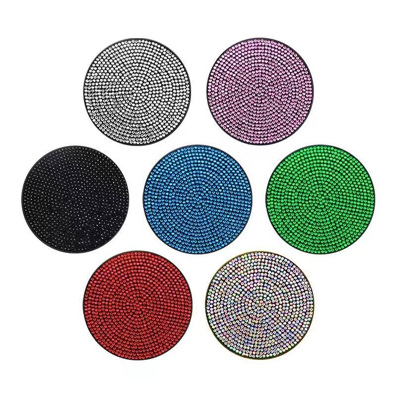 Hot-sale Custom Rhinestones shinny Car coaster round direct stick DIY stones patches