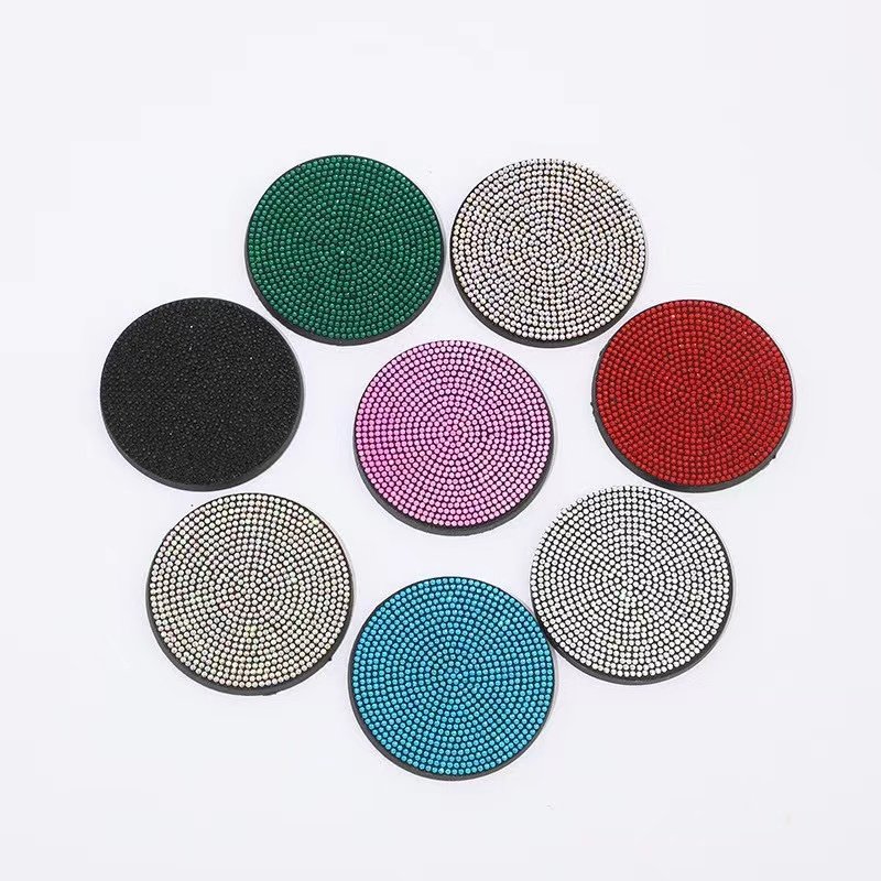Hot-sale Custom Rhinestones shinny Car coaster round direct stick DIY stones patches
