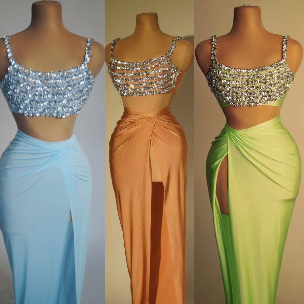 Ocstrade Hot Selling Products 2024 Rhinestone Crop Top And Skirt Sets Women 2 Piece Outfits Bodycon Evening Gown Dress Elegant