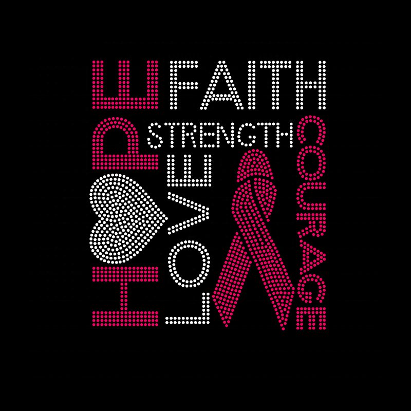Custom hot fix iron on bling pink ribbon logo patch rhinestone breast cancer awareness transfers