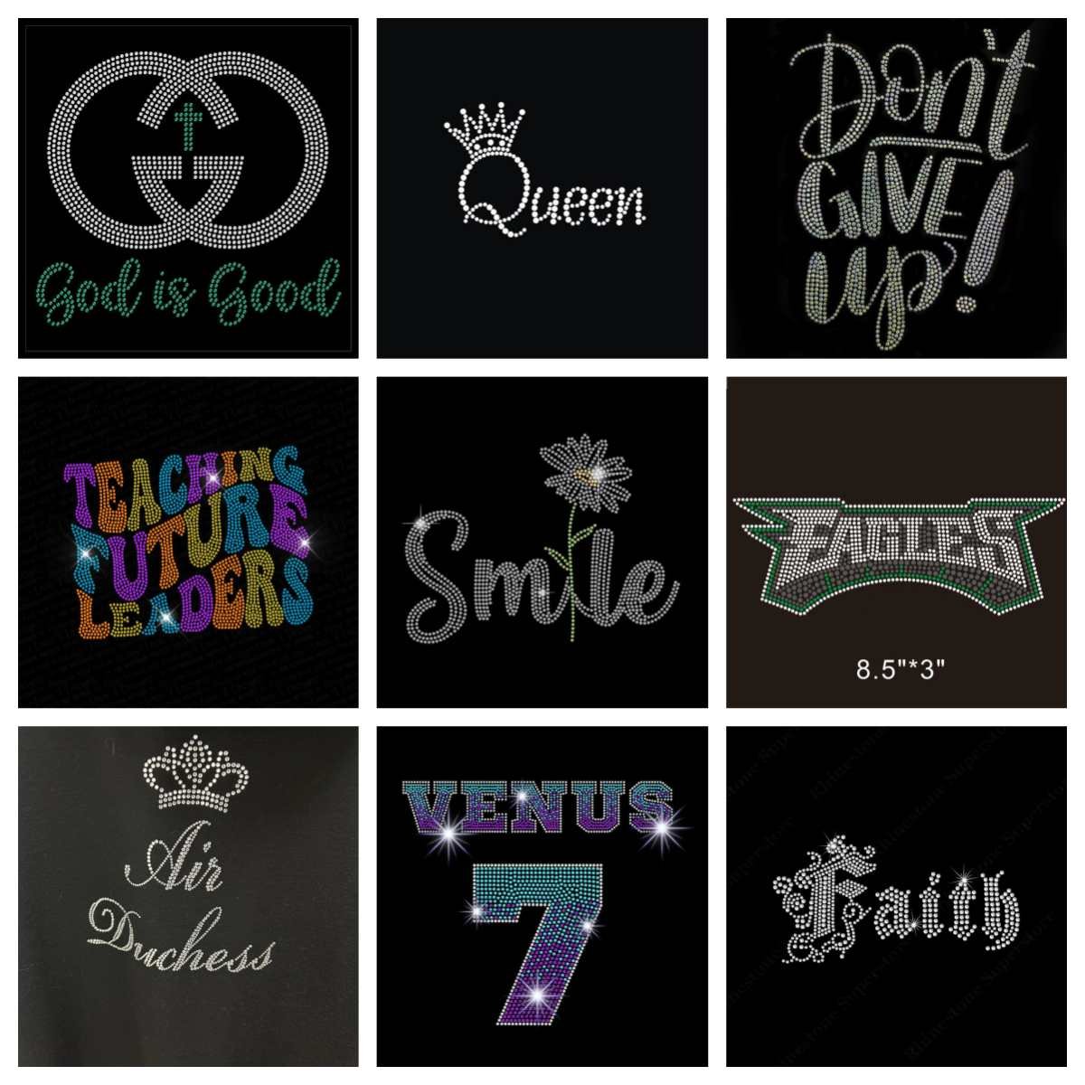 Custom bling crystal alphabet letters They Want Our Rhythm Melanin rhinestone word font motif hotfix iron on letters for t shirt