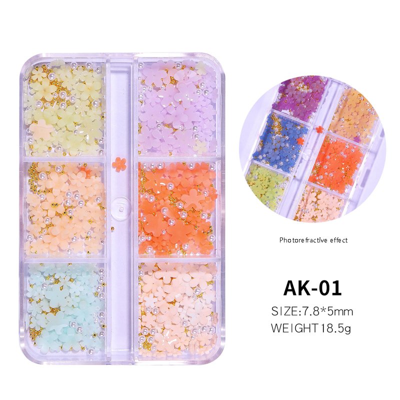 Nail Decor Color-Changing 5-Petal Flower 3D Camellia Butterfly Crystal Nail Art Rhinestones