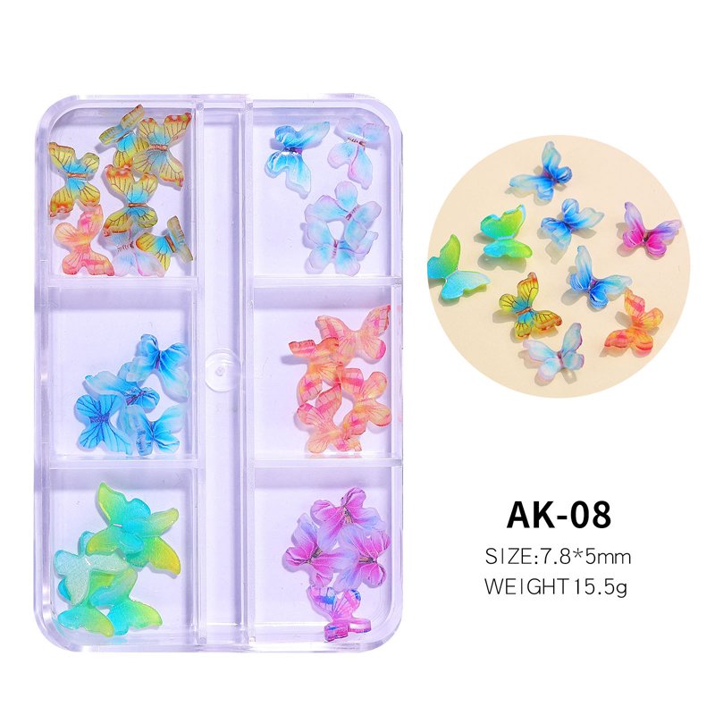 Nail Decor Color-Changing 5-Petal Flower 3D Camellia Butterfly Crystal Nail Art Rhinestones
