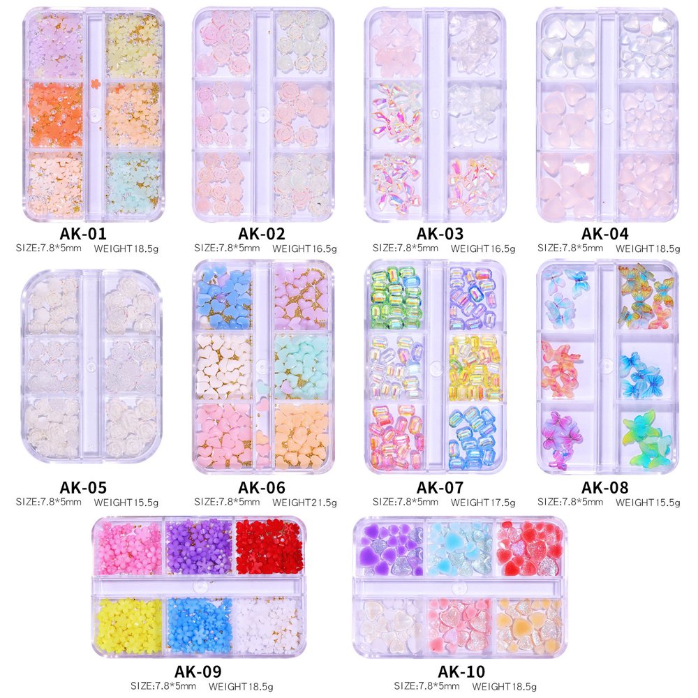 Nail Decor Color-Changing 5-Petal Flower 3D Camellia Butterfly Crystal Nail Art Rhinestones