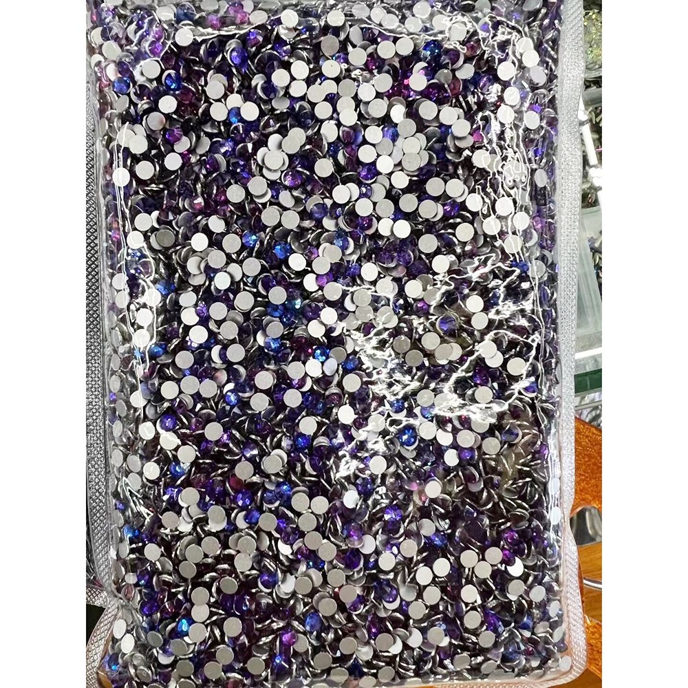 Top quality glass decoration beautiful in bulk flat back rhinestone hotfix glass