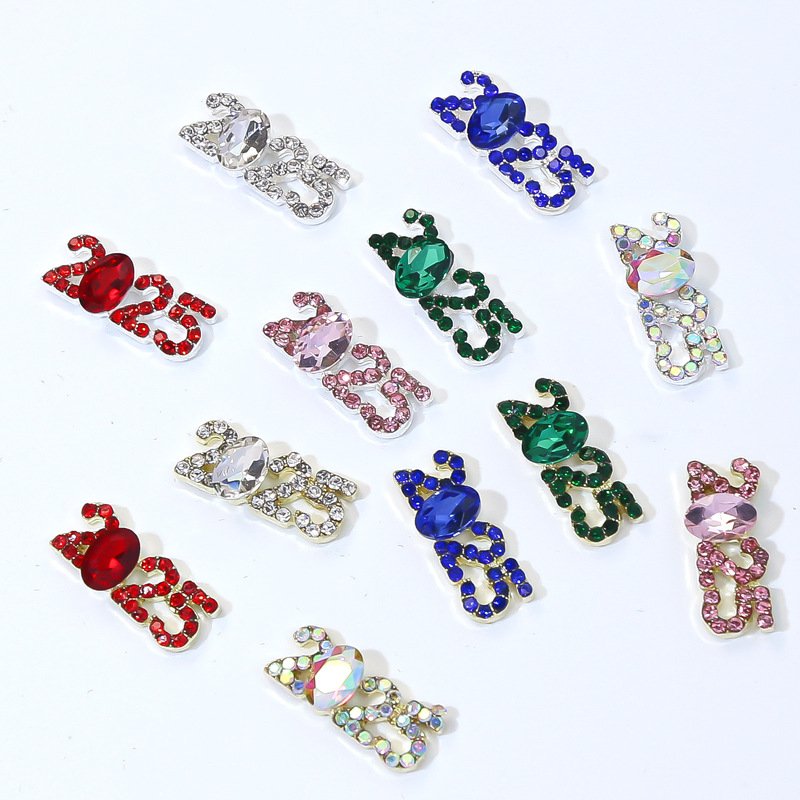 New Year of 2025 Shaped Nail Designer Charms Luxury Alloy Nail Number Design Crystal Rhinestones for Manicure Jewelry