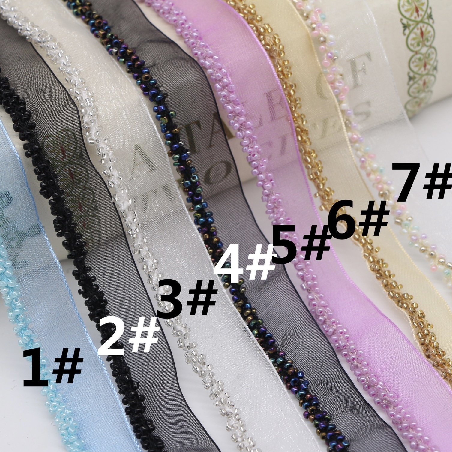 wholesale beaded lace trims colorful embroidery pearl rhinestone beaded for Hat headdress bags DIY clothing accessories