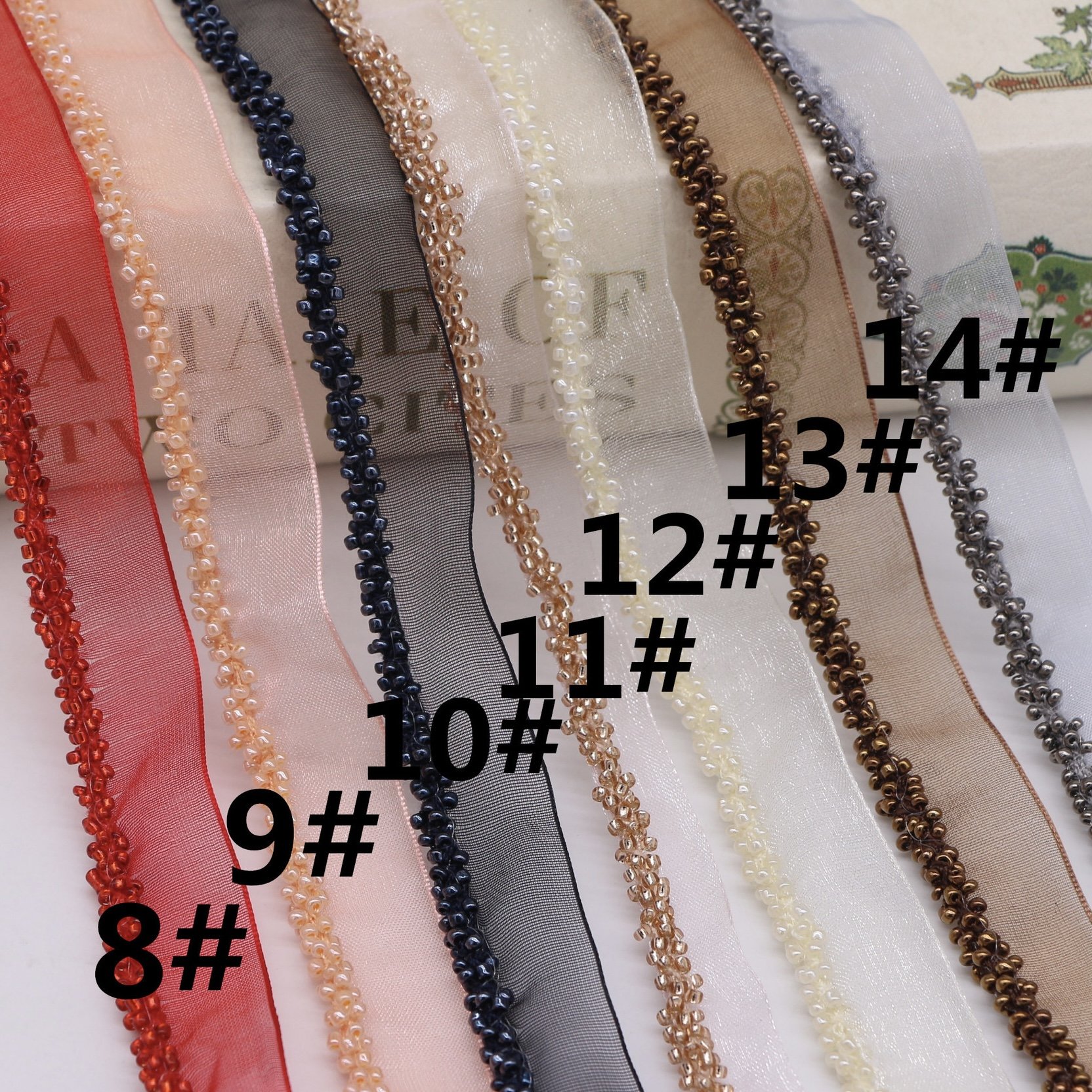 wholesale beaded lace trims colorful embroidery pearl rhinestone beaded for Hat headdress bags DIY clothing accessories