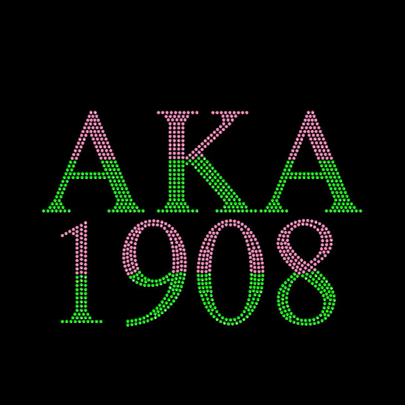 Pink and Green AKA Sorority Rhinestone Hotfix Rhinestone Transfers Crystal Bling Rhinestone Iron On Transfer