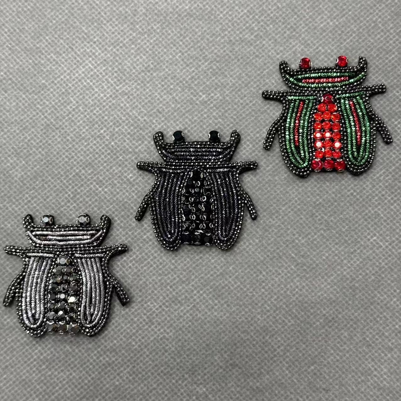 ZSY Handmade Bee Butterfly Beetle Rhinestone Bead Cannetille Embroidery Insect Patch Jacket Applique For DIY Decoration