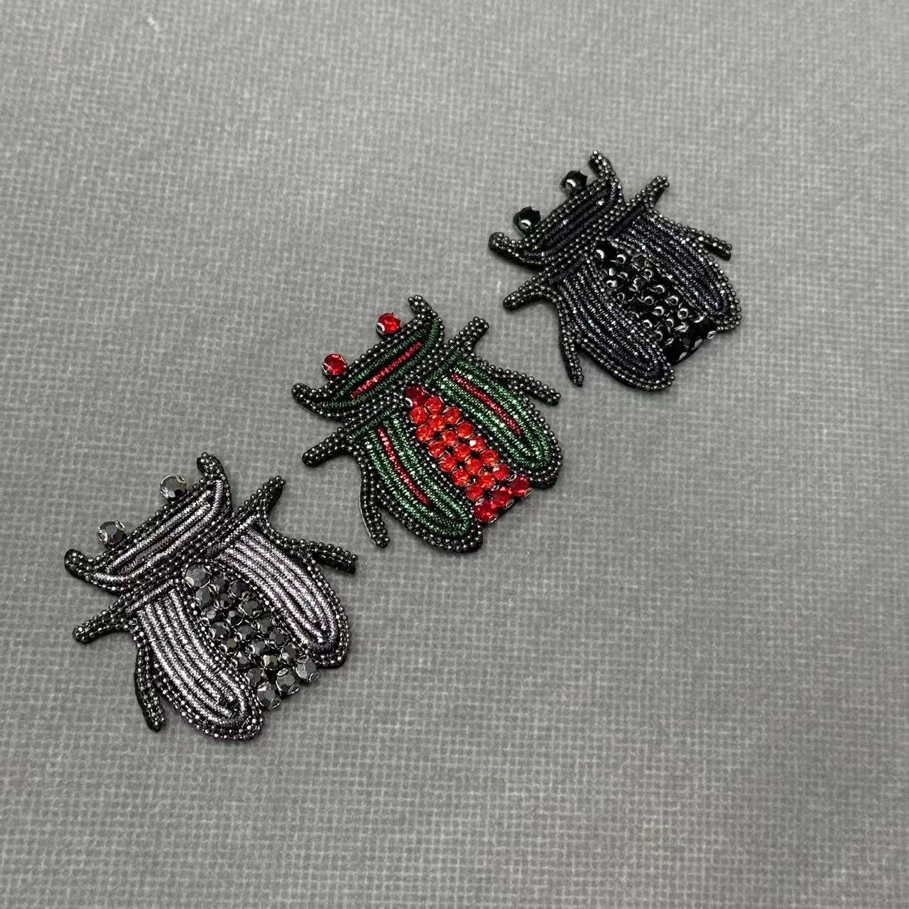ZSY Handmade Bee Butterfly Beetle Rhinestone Bead Cannetille Embroidery Insect Patch Jacket Applique For DIY Decoration
