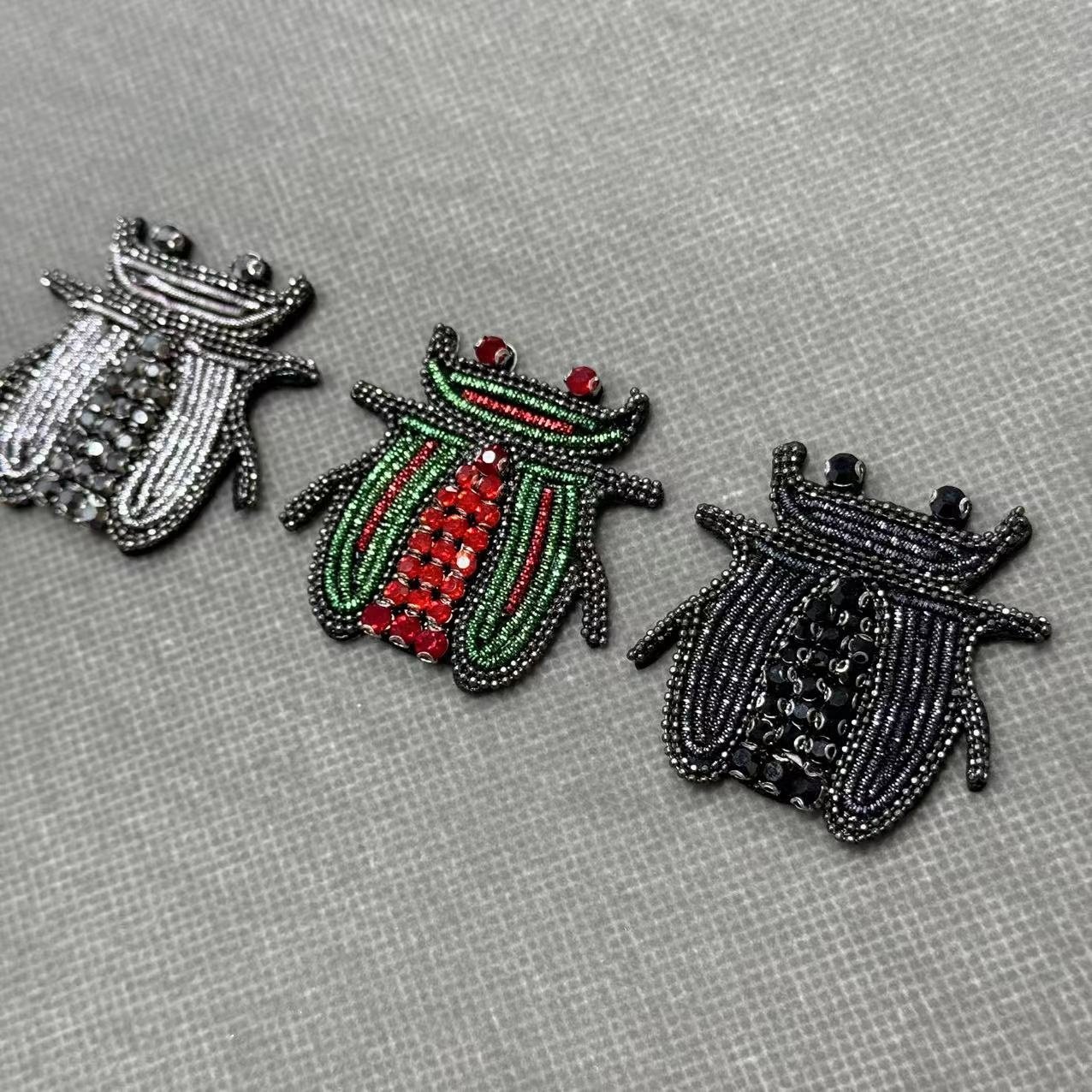 ZSY Handmade Bee Butterfly Beetle Rhinestone Bead Cannetille Embroidery Insect Patch Jacket Applique For DIY Decoration