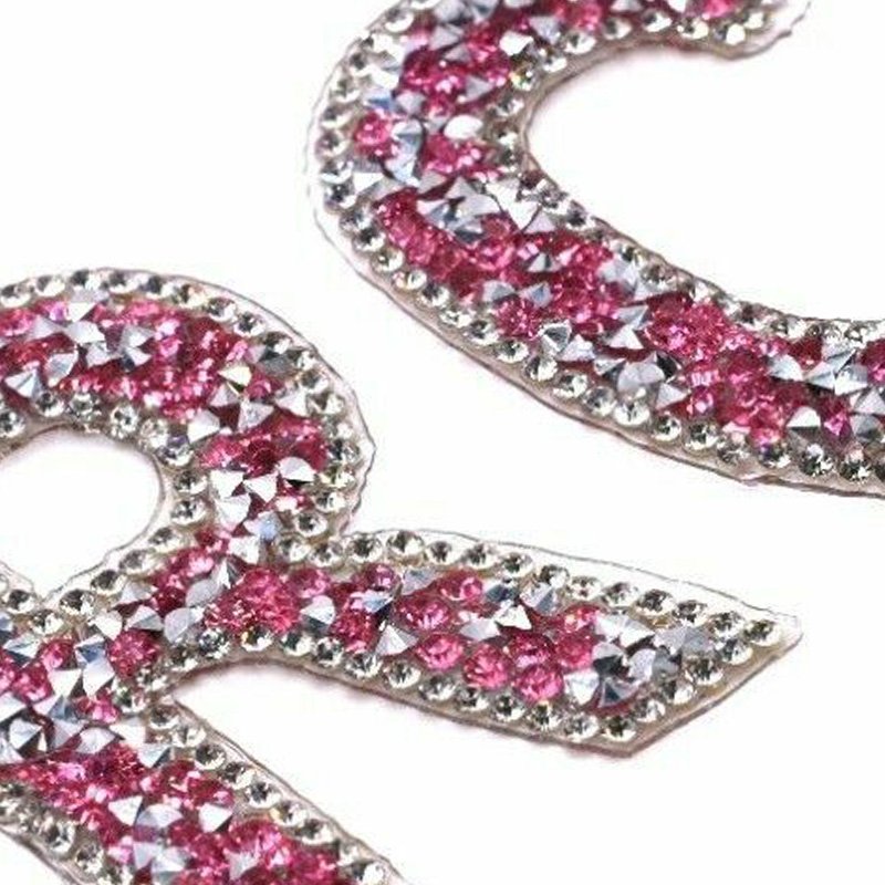 Wholesale Custom Factory Price Large Pink Rhinestone Sparkle Letter Patch Patches Iron on Alphabet Embroidery