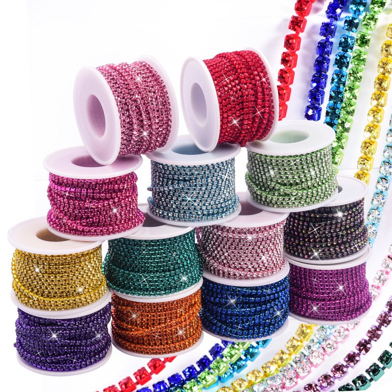 High Fashion rhinestones cup chain 2mm Electrophoresis claw chain For Garment