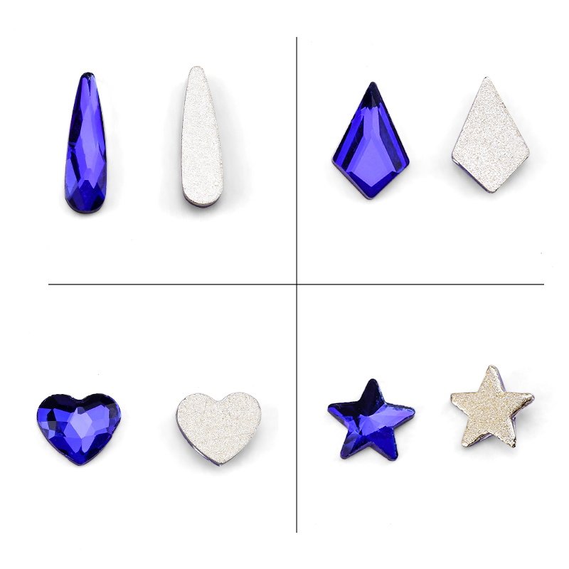 Qiao Wholesale Crystal Flatback Non Hotfix Glass Diamond Sapphire Blue Rhinestone Nail Kit For Nails In Bulk
