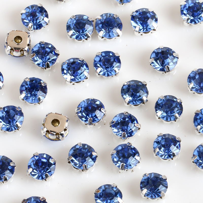 Claw Setting Glass Chaton Beads 3mm-10mmm Sew on Crystal Rhinestones , Hole Gold Silver Sew on Rhinestones for Clothing