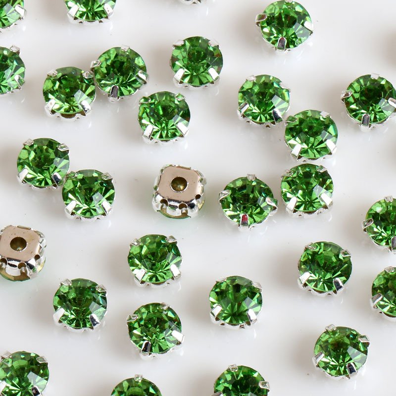 Claw Setting Glass Chaton Beads 3mm-10mmm Sew on Crystal Rhinestones , Hole Gold Silver Sew on Rhinestones for Clothing