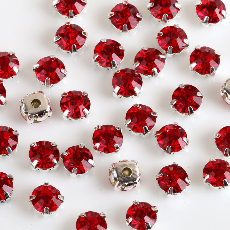 Claw Setting Glass Chaton Beads 3mm-10mmm Sew on Crystal Rhinestones , Hole Gold Silver Sew on Rhinestones for Clothing