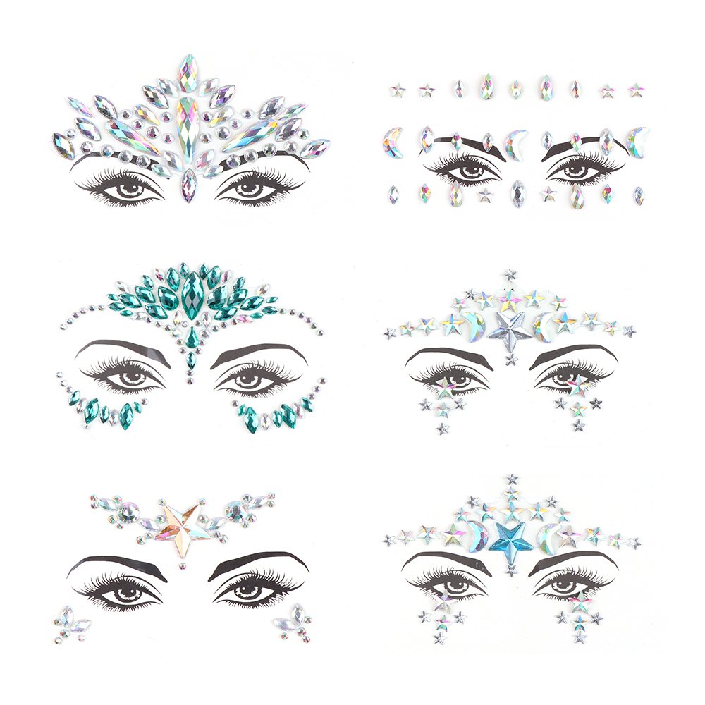 Wholesale DIY Acrylic Rhinestone Tattoo Face Jewels Crystal Stickers For Festival Party