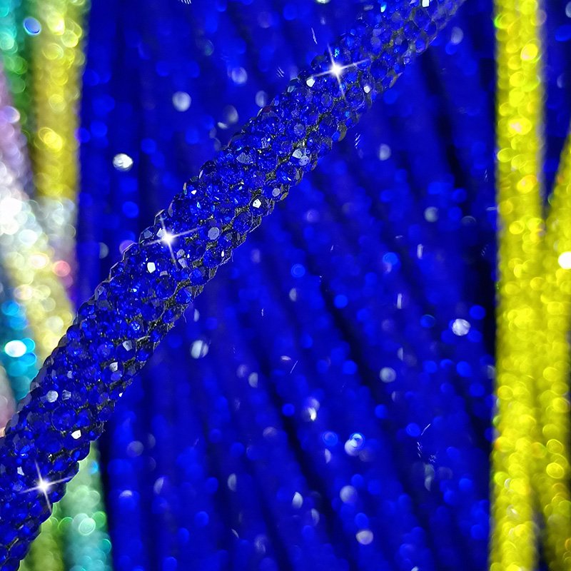 Colourful crystal rhinestone rope 3mm ribbon trim for shoes