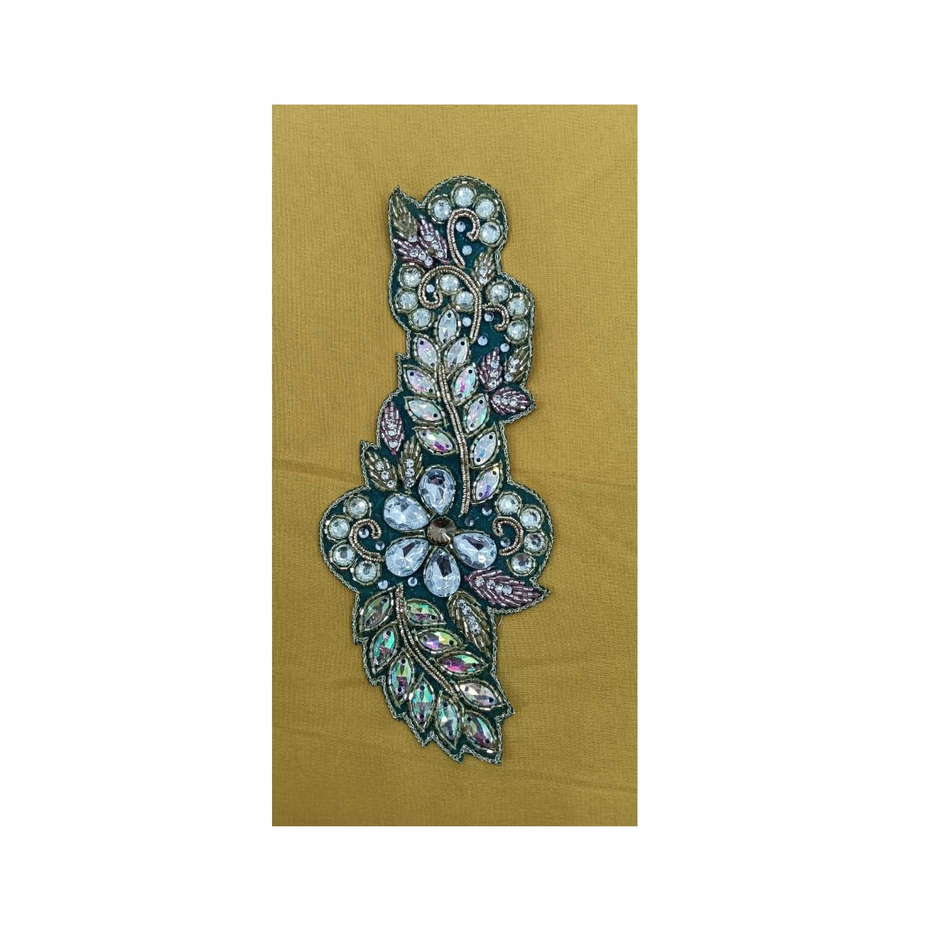 Indian supplier rhinestone beaded flowers rose applique fabric patches embroidery for clothing from india