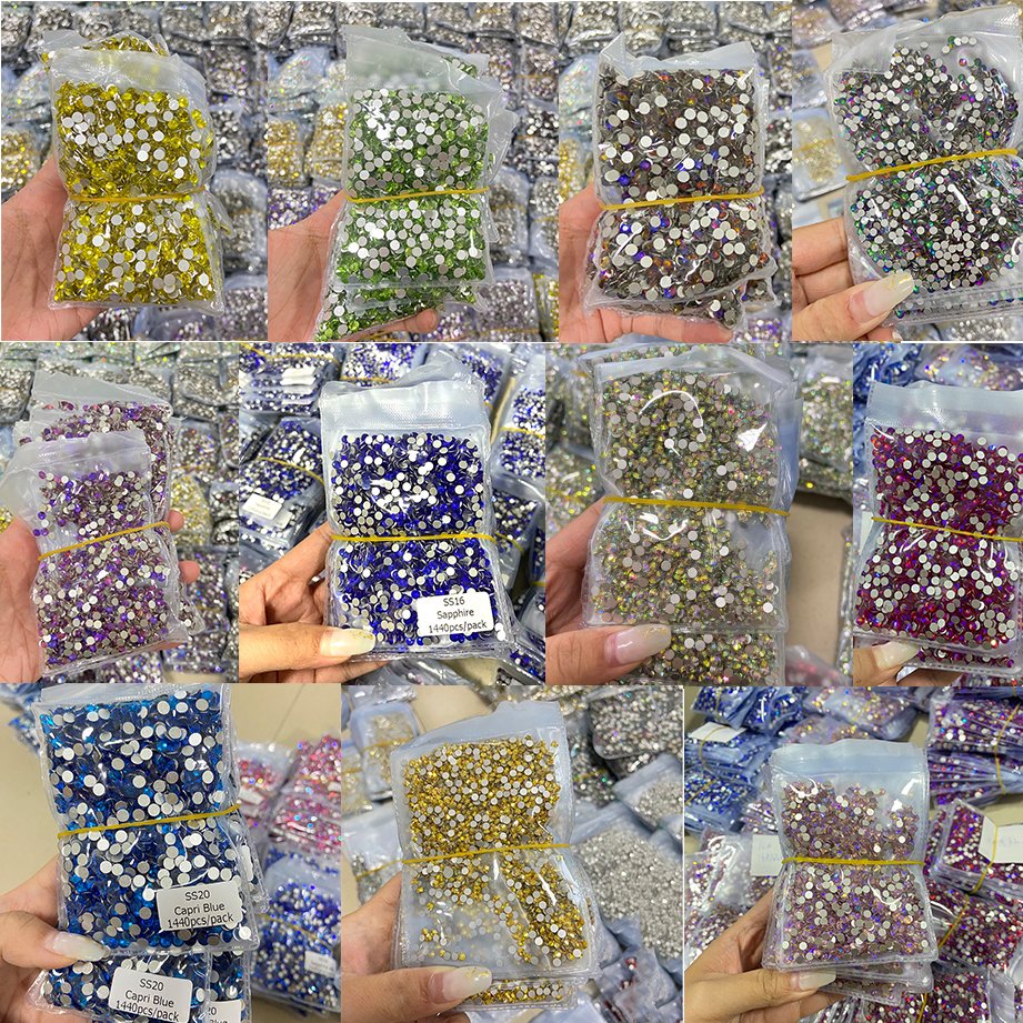 WHATSTONE OEM ODM Custom Non Hot Fix Stone SS3-SS50 Big Package Glass Rhinestone Wholesale For Wedding Dress Design