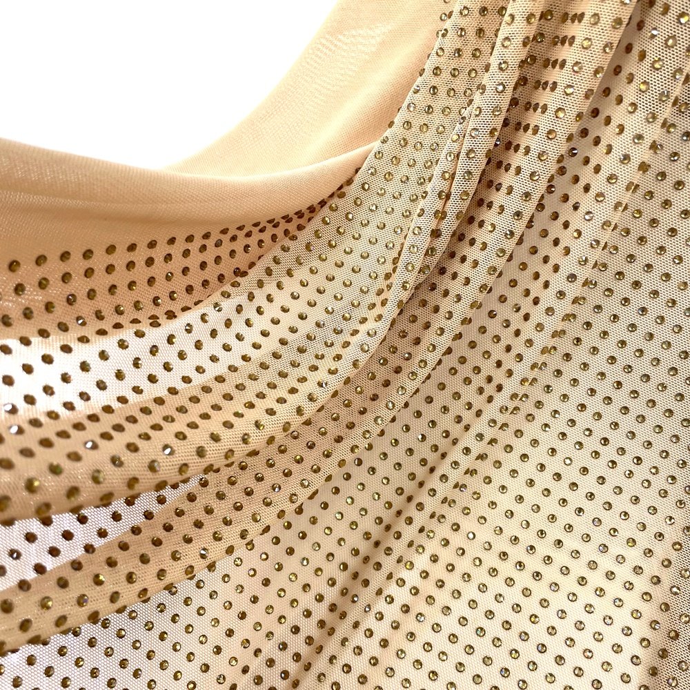 FB002 Hot Selling Elastic stretch crystal mesh fabric rhinestone grid mesh Diamante Fabric for Lady dress