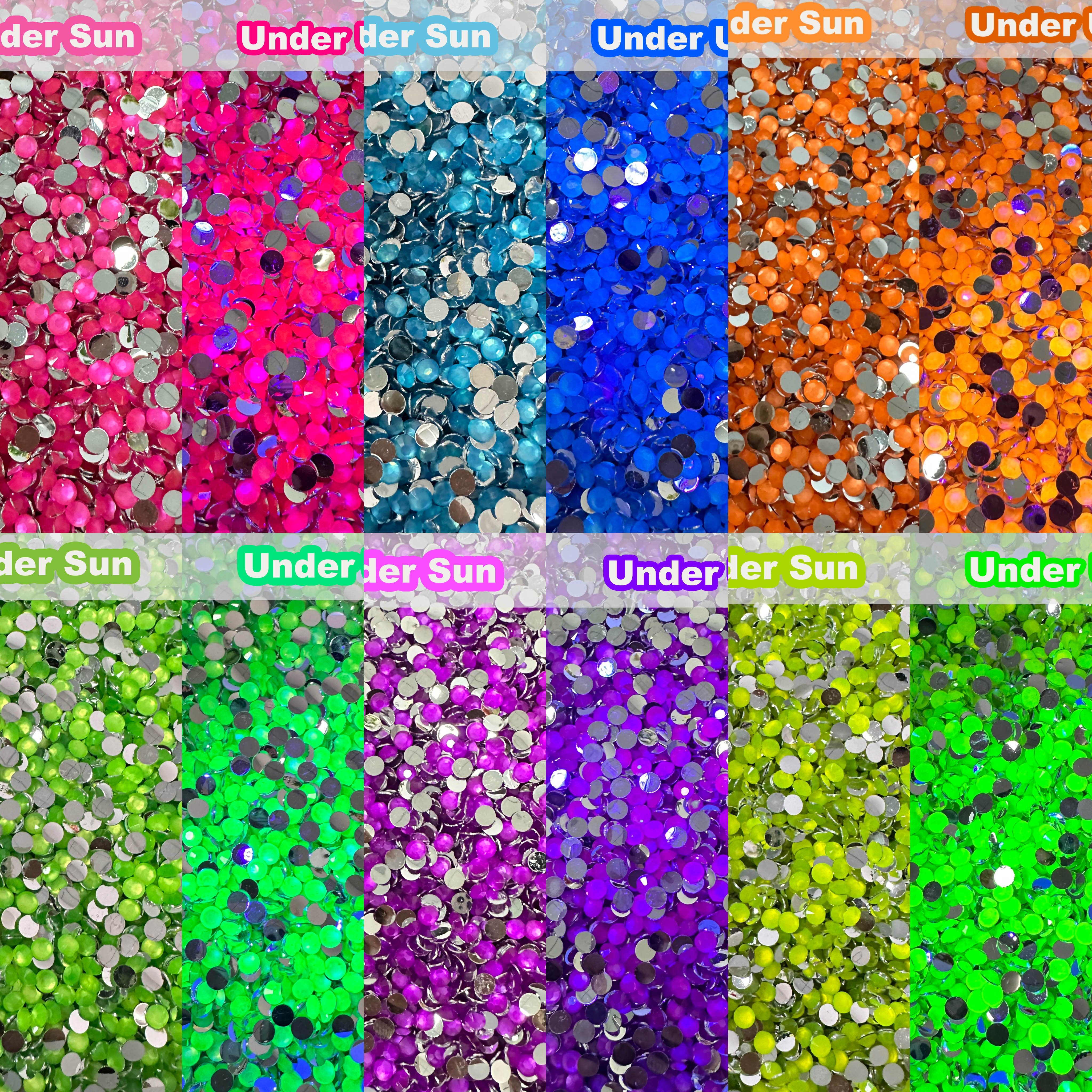 XULIN Glow Under UV 3mm 4mm 5mm Fluorescence Neon Jelly Resin Rhinestone In Bulk Package For Tumbler Decoration