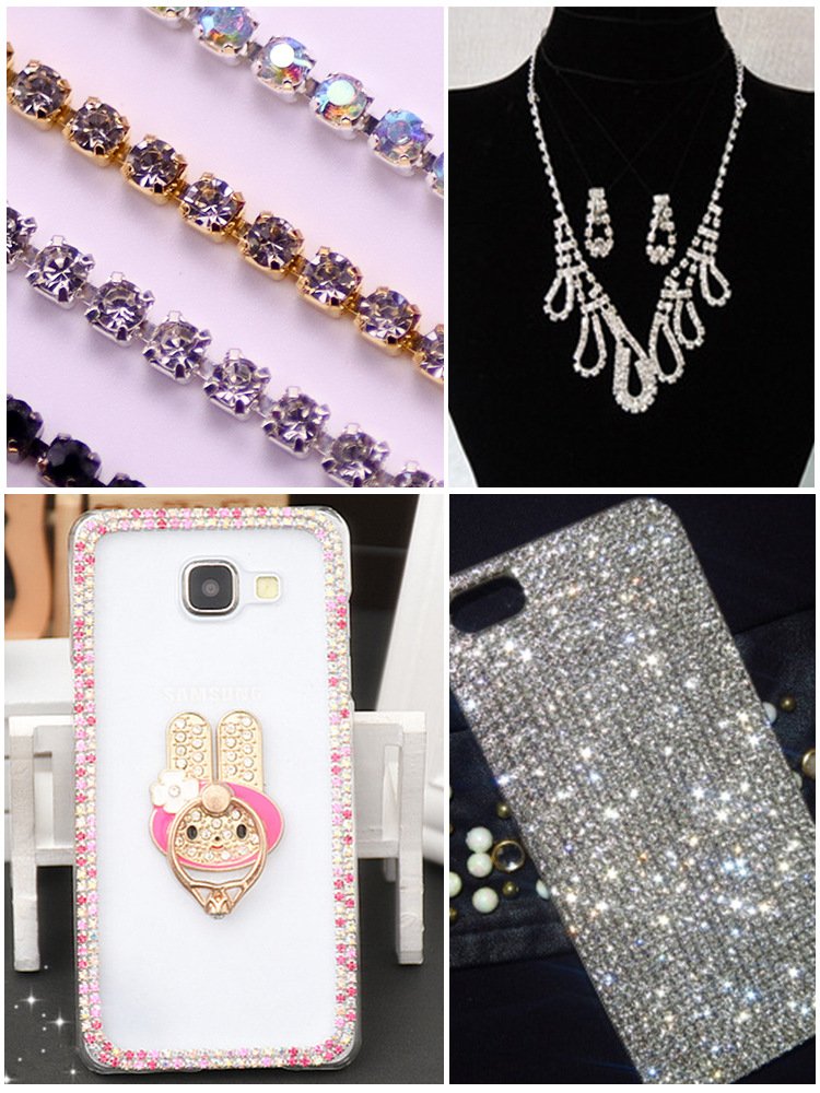 Yantu Rhinestone Cup Chain Roll Gold Glass Wholesale 2 Mm Shoes Dress Shoes Suppliers in Guangzhou Clothes Craft Chain Shape