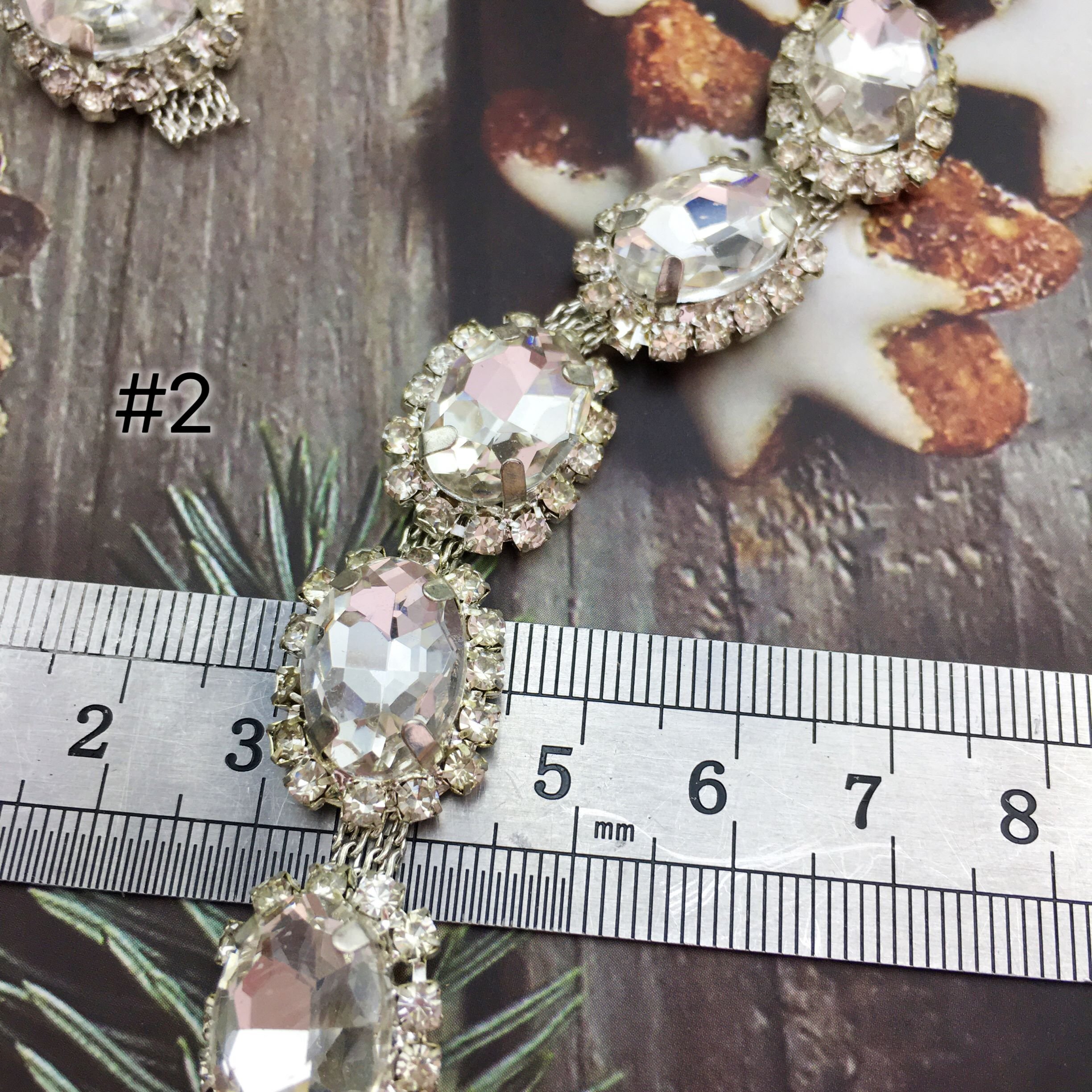 SINRONG DIY Crystal Rhinestones Glass Diamond Water Flower Chain Motif Style Sew-On for Shoes Garments Bags Flatback Style