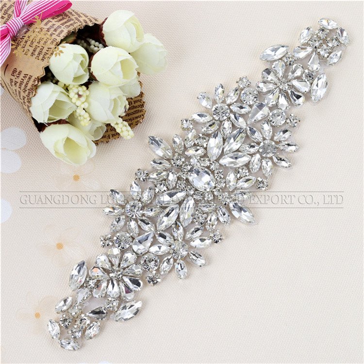 LG917 stick on rhinestone applique crystal wedding dress belt