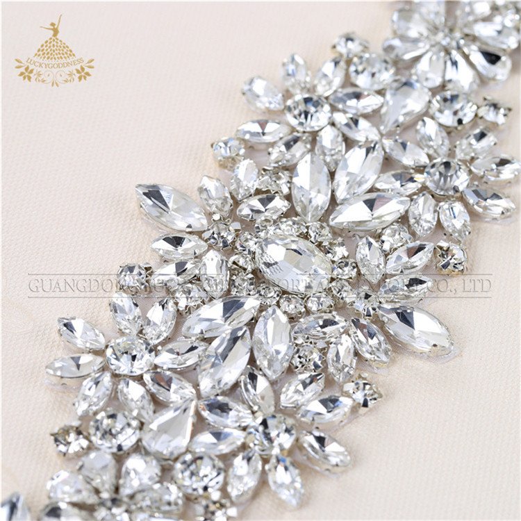 LG917 stick on rhinestone applique crystal wedding dress belt
