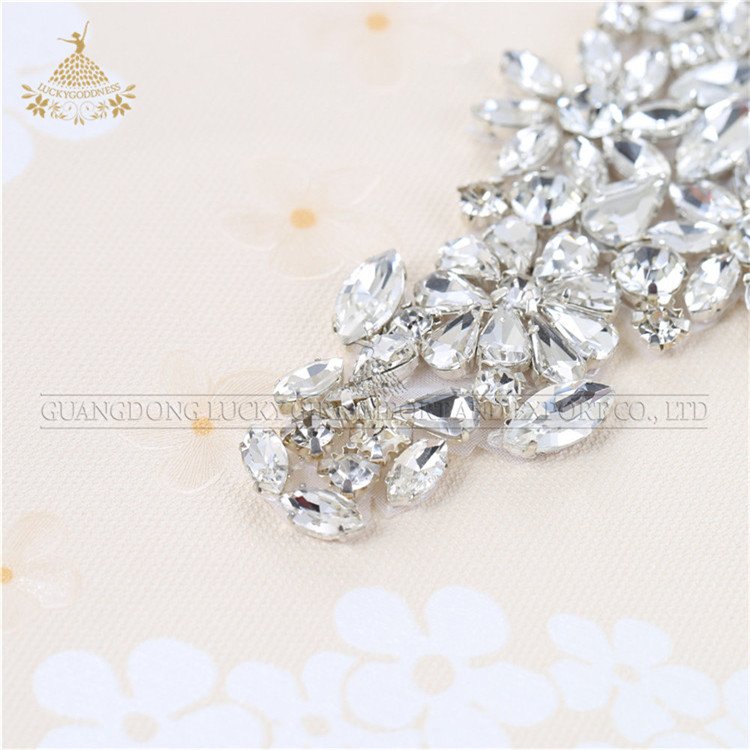 LG917 stick on rhinestone applique crystal wedding dress belt