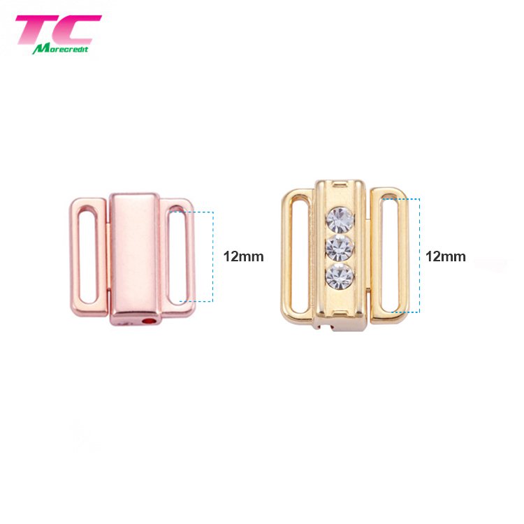 High Quality Metal Clasp Buckle Slider Sets For Wholesale, Inner 24mm Swimsuit Rhinestone Diamond Hardware Factory