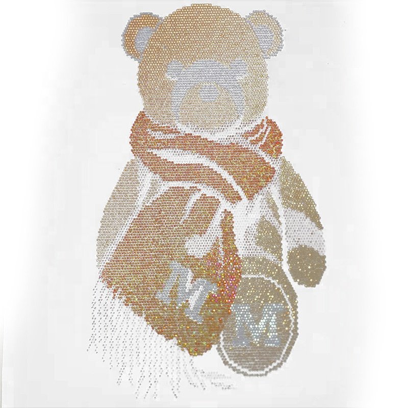 Hot sale hot fix rhinestone transfer motifs custom bear design iron on T-shirt