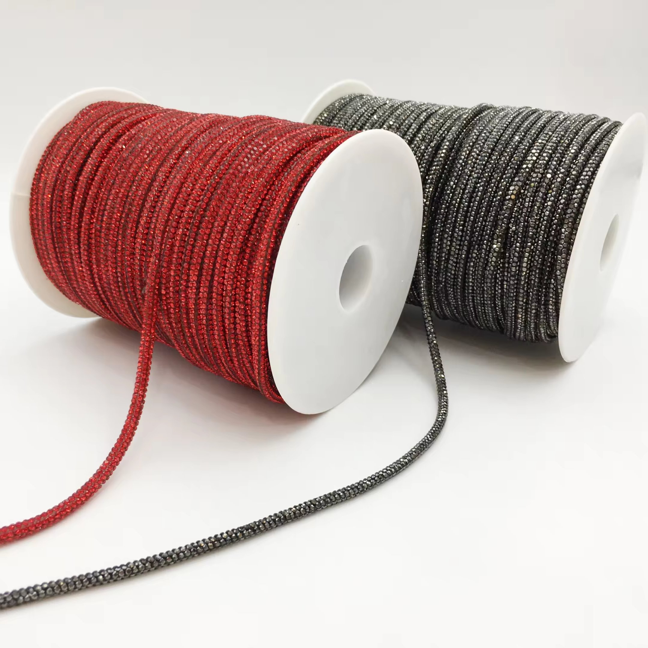 Rhinestone colored rope 6row crystal glass decorated shoelaces DIY rope clothing and bags round