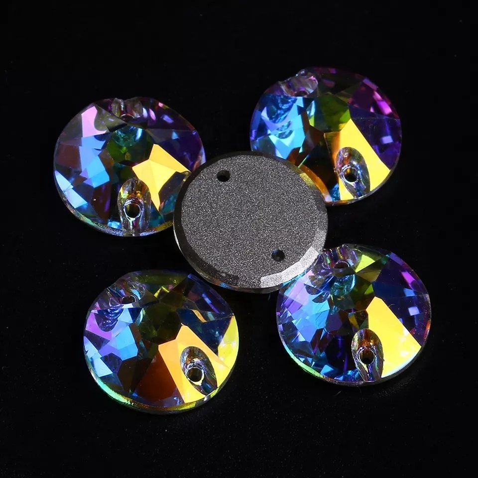 High Quality XIRIUS Round Circle Glass Crystal AB Sew On Rhinestone Beads