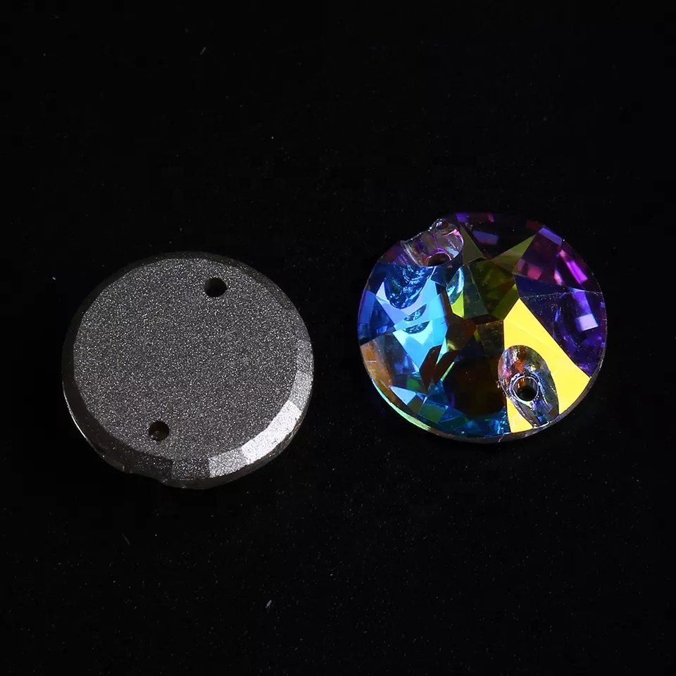 High Quality XIRIUS Round Circle Glass Crystal AB Sew On Rhinestone Beads