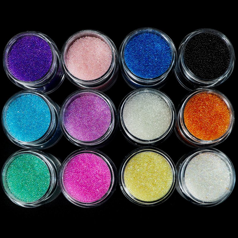 12 colors 10ml/pc Micro Rhinestones Crystals Caviar Beads Mini Bubble Nail Diamonds Stones