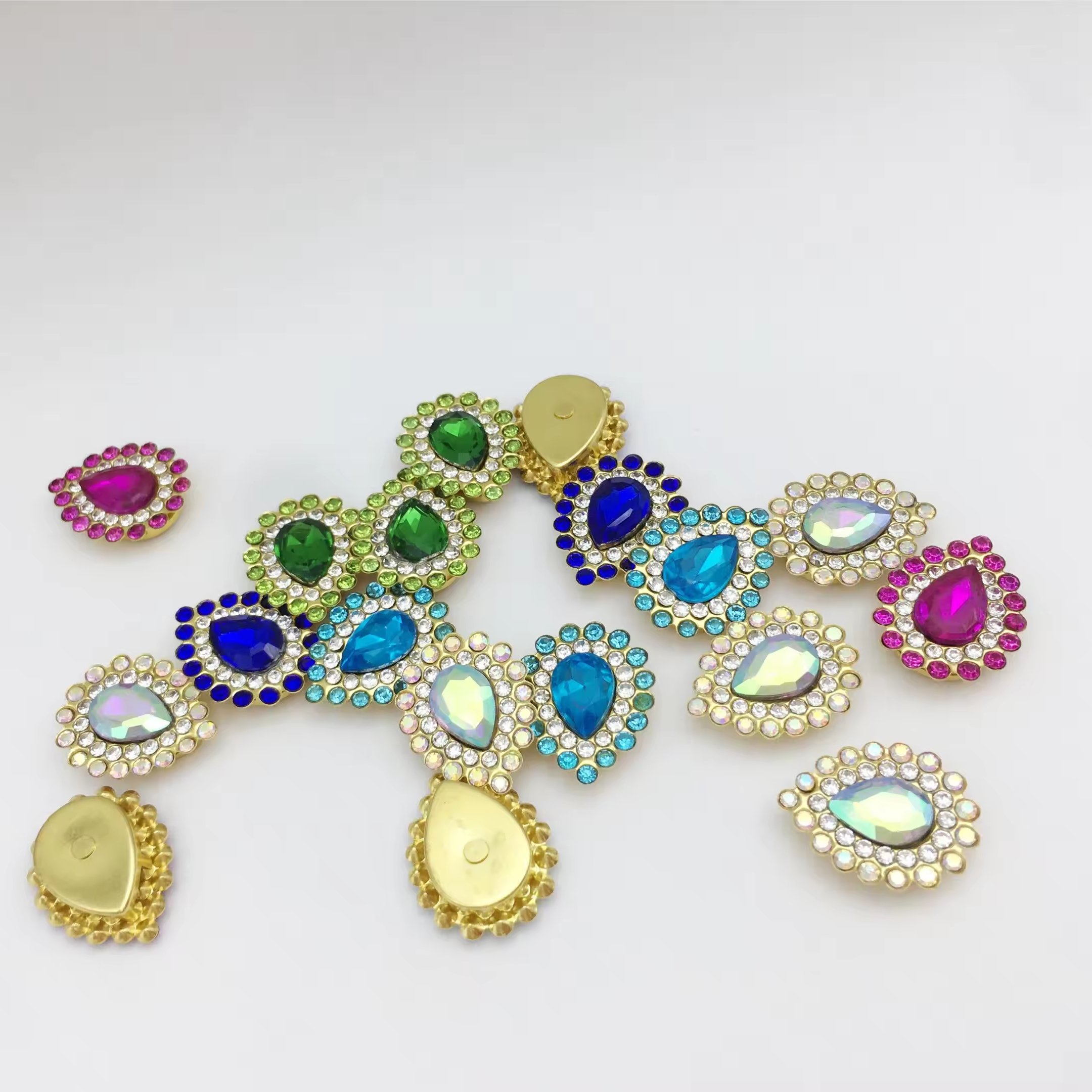 Color Drop Shape Sew-On Flatback Glass Stone Loose Rhinestones for Clothing & Garments