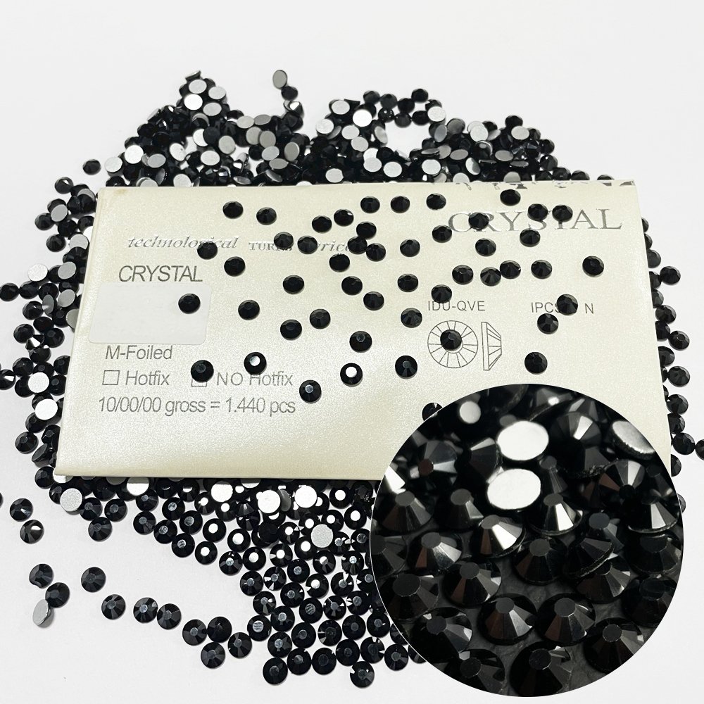 Yantuo High Quality jet black 3D Nail Strass Non-Hotfix Flatback Glass Rhinestone for Nails and Tumblers